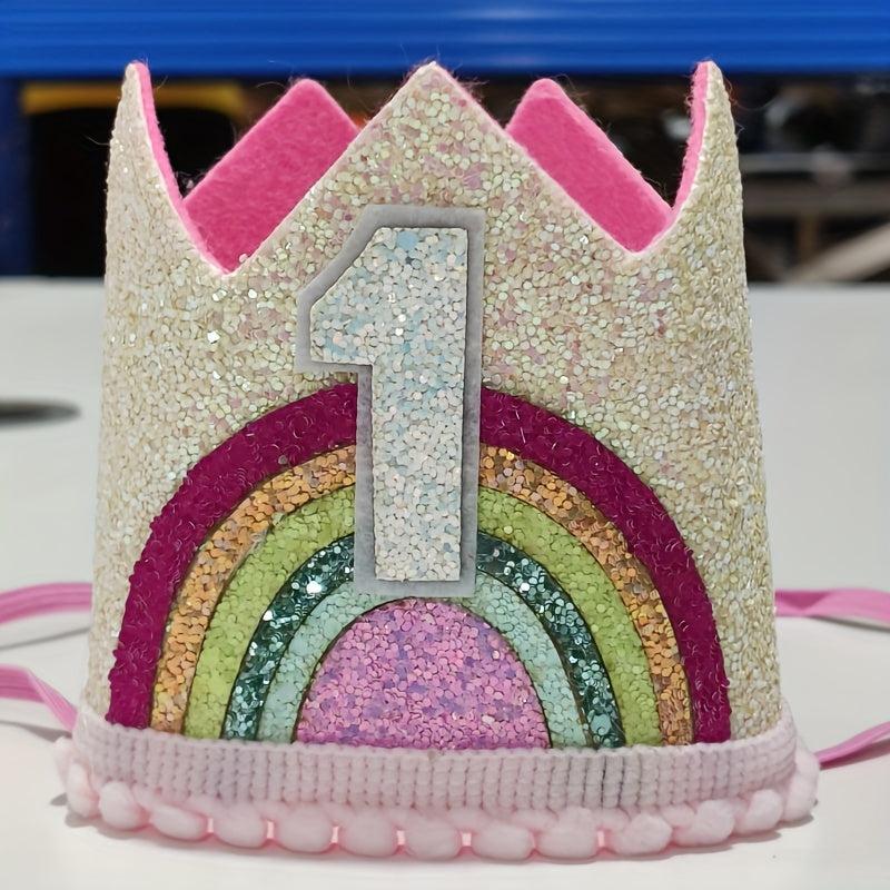 Felt Rainbow Birthday Party Crown 1st 2nd 3rd Happy Number Hat Unicorn