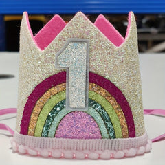 Felt Rainbow Birthday Party Crown 1st 2nd 3rd Happy Number Hat Unicorn