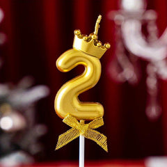 1pc 0 9 Number Birthday Candles Crown Bow Cake Topper