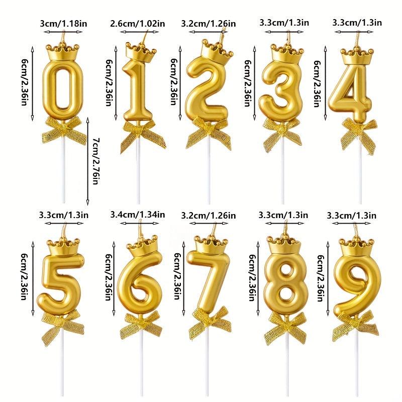 1pc 0 9 Number Birthday Candles Crown Bow Cake Topper