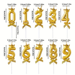 1pc 0 9 Number Birthday Candles Crown Bow Cake Topper