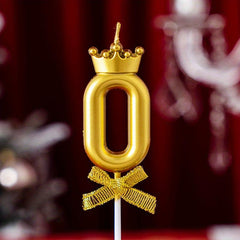 1pc 0 9 Number Birthday Candles Crown Bow Cake Topper