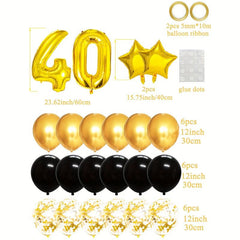 25pcs Golden Mixed Balloons 40th Birthday Party Decorations