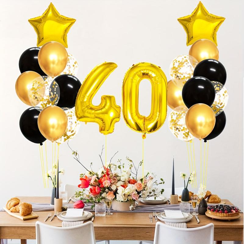 25pcs Golden Mixed Balloons 40th Birthday Party Decorations