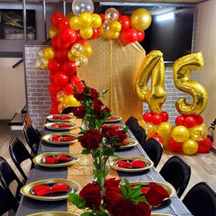 120pc Retro Platinum Red Golden Balloon Party Set with 10 Metal Texture Decor