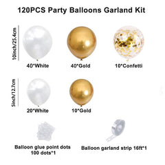 120pc Retro Platinum Red Golden Balloon Party Set with 10 Metal Texture Decor