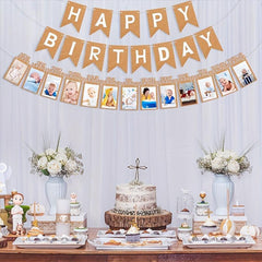 1st Birthday Photo Banner For Baby - Monthly Milestones Garland