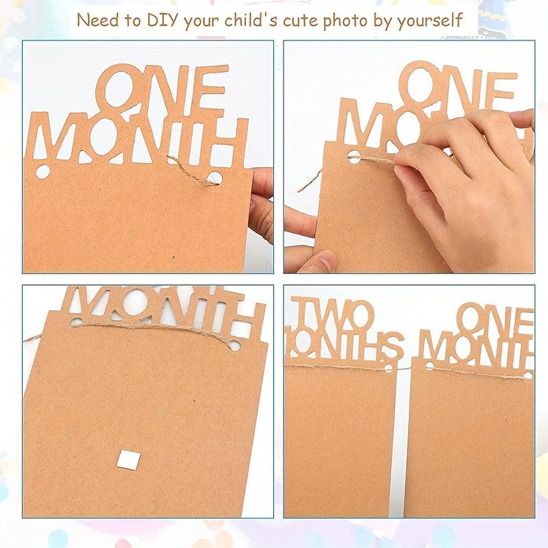 1st Birthday Photo Banner For Baby - Monthly Milestones Garland