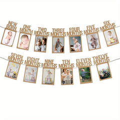 1st Birthday Photo Banner For Baby - Monthly Milestones Garland