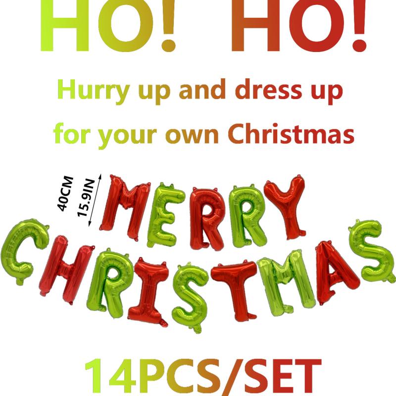 14pcs Merry Christmas Alphabet Balloon Set Xmas Foil Balloon Party Decoration