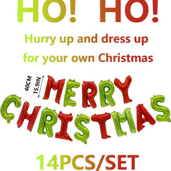 14pcs Merry Christmas Alphabet Balloon Set Xmas Foil Balloon Party Decoration
