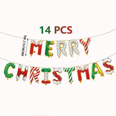 14pcs Merry Christmas Alphabet Balloon Set Xmas Foil Balloon Party Decoration