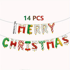 14pcs Merry Christmas Alphabet Balloon Set Xmas Foil Balloon Party Decoration