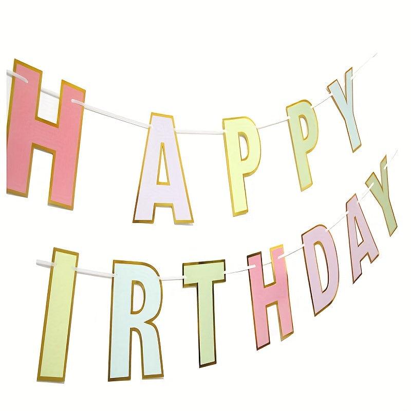 Pastel Macaron Colors Happy Birthday Banner for Kids Adults Boys and Girls