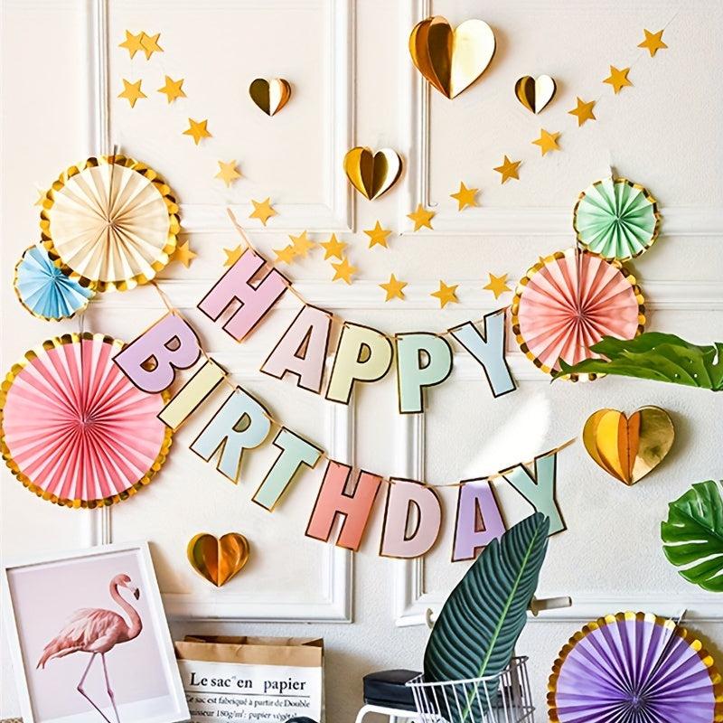 Pastel Macaron Colors Happy Birthday Banner for Kids Adults Boys and Girls