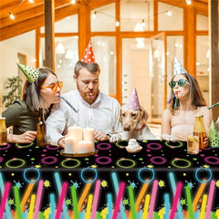 1pc Disposable Tablecloth Glow Neon Plastic Waterproof Anti Tableclothes