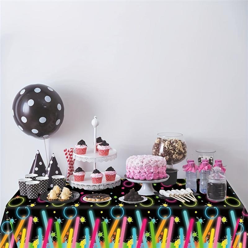 1pc Disposable Tablecloth Glow Neon Plastic Waterproof Anti Tableclothes