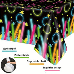 1pc Disposable Tablecloth Glow Neon Plastic Waterproof Anti Tableclothes