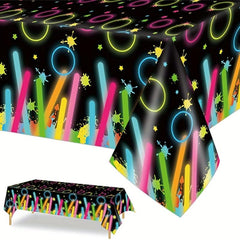 1pc Disposable Tablecloth Glow Neon Plastic Waterproof Anti Tableclothes