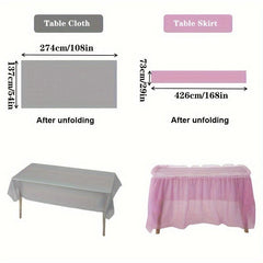 2pcs Tablecloth & Disposable Table Skirt Set