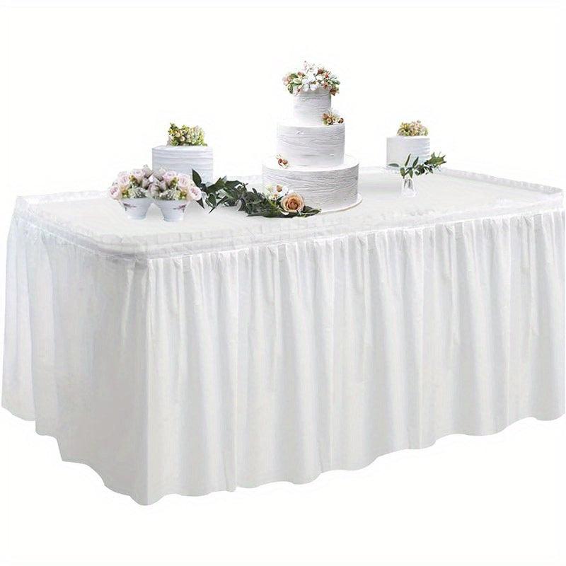 2pcs Tablecloth & Disposable Table Skirt Set