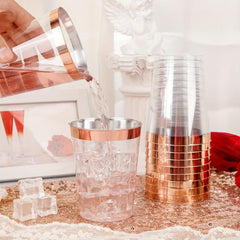 20pcs Rose Golden Plastic Cups 10 Oz Disposable Wedding Party Cups