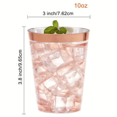 20pcs Rose Golden Plastic Cups 10 Oz Disposable Wedding Party Cups
