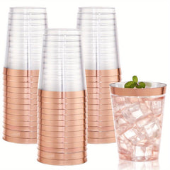 20pcs Rose Golden Plastic Cups 10 Oz Disposable Wedding Party Cups