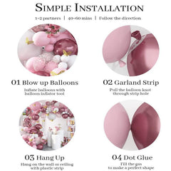 129pcs Girls Birthday Party Set Metal Rose Pink Balloons + Butterfly Stickers