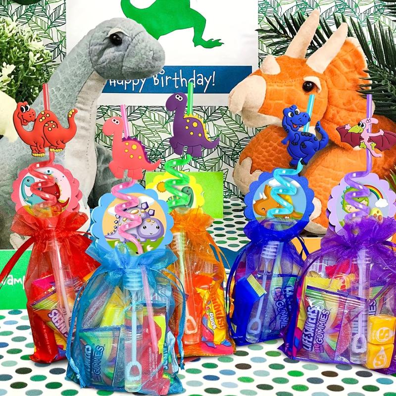 6pcs Dinosaur Drinking Plastic Straws Dinosaur Birthday Party Supplies