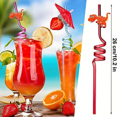6pcs Dinosaur Drinking Plastic Straws Dinosaur Birthday Party Supplies