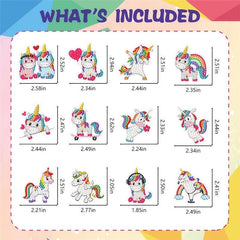 12pcs Unicorn Diamond Painting Stickers for DIY Art Projects