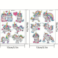 12pcs Unicorn Diamond Painting Stickers for DIY Art Projects