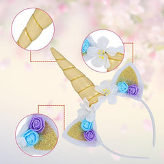 5pcs Unicorn Headband Glitter Cat Ears Flower Hairband Women Girls