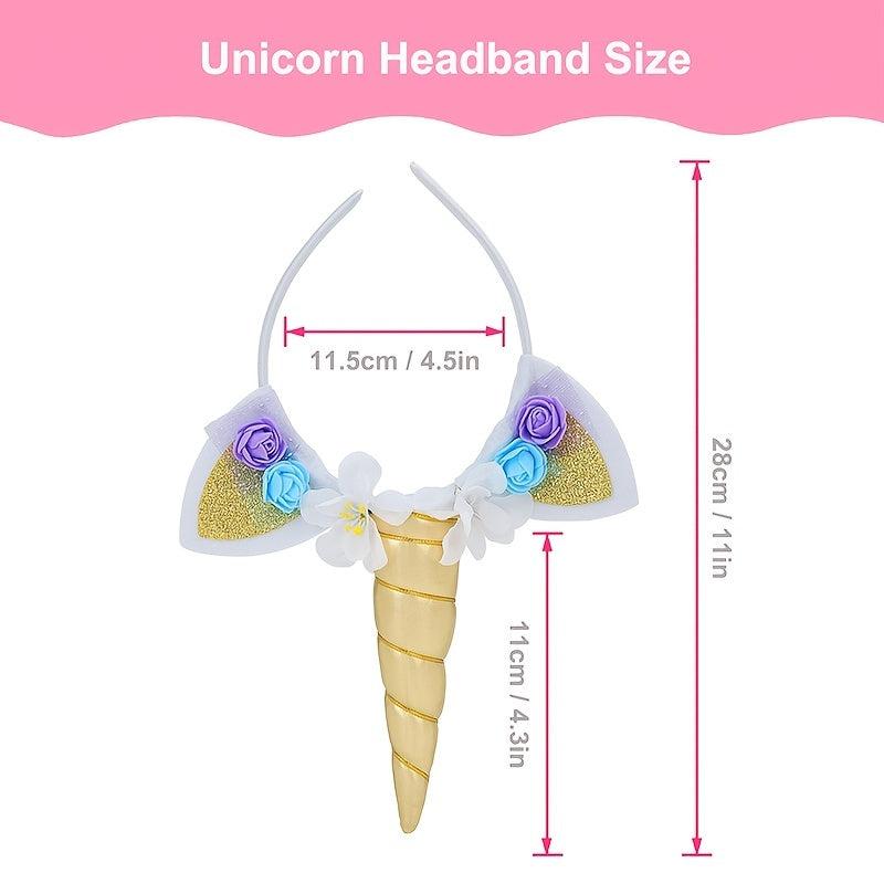 5pcs Unicorn Headband Glitter Cat Ears Flower Hairband Women Girls