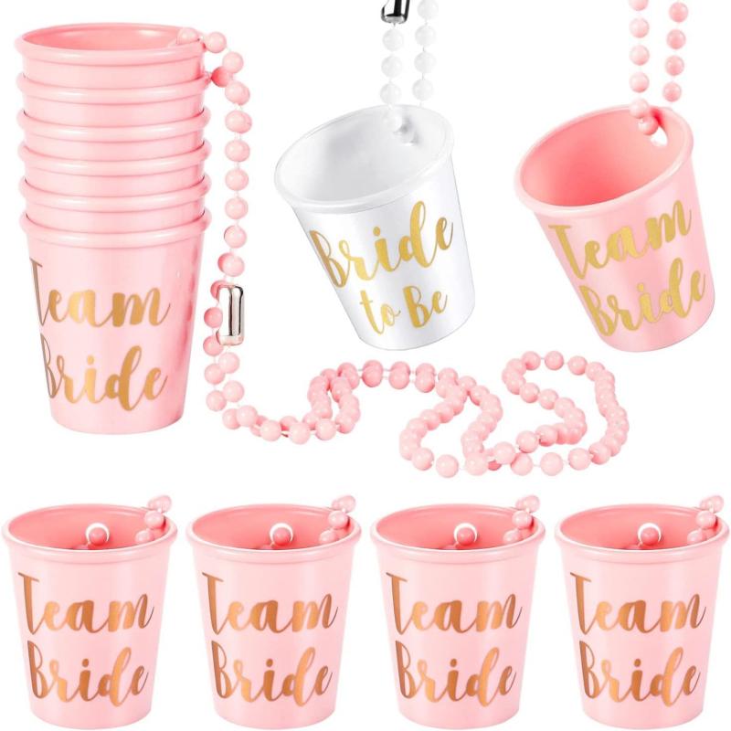 Beaded Bridal Shot Glasses for Wedding Bachelorette Parties, Set of 12