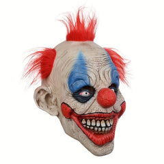 Halloween Red Hair Clown Latex Mask Circus Red Nose Clown Dress Up