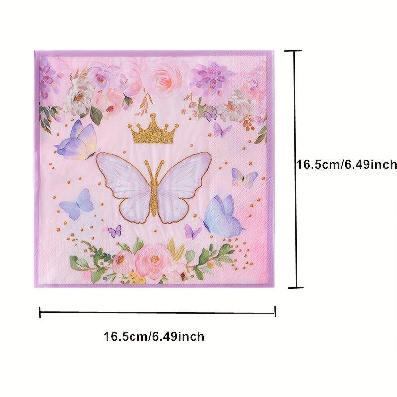 Butterfly Themed Tableware Set for Bridal Shower or Birthday Party