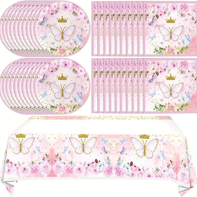 Butterfly Themed Tableware Set for Bridal Shower or Birthday Party
