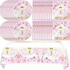 Butterfly Themed Tableware Set for Bridal Shower or Birthday Party