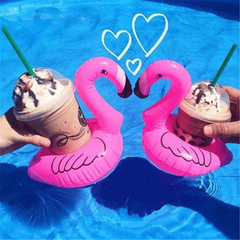 Inflatable Flamingo Swim Floats Cup Pad Summer Decor