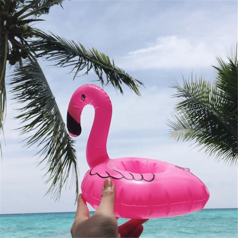 Inflatable Flamingo Swim Floats Cup Pad Summer Decor