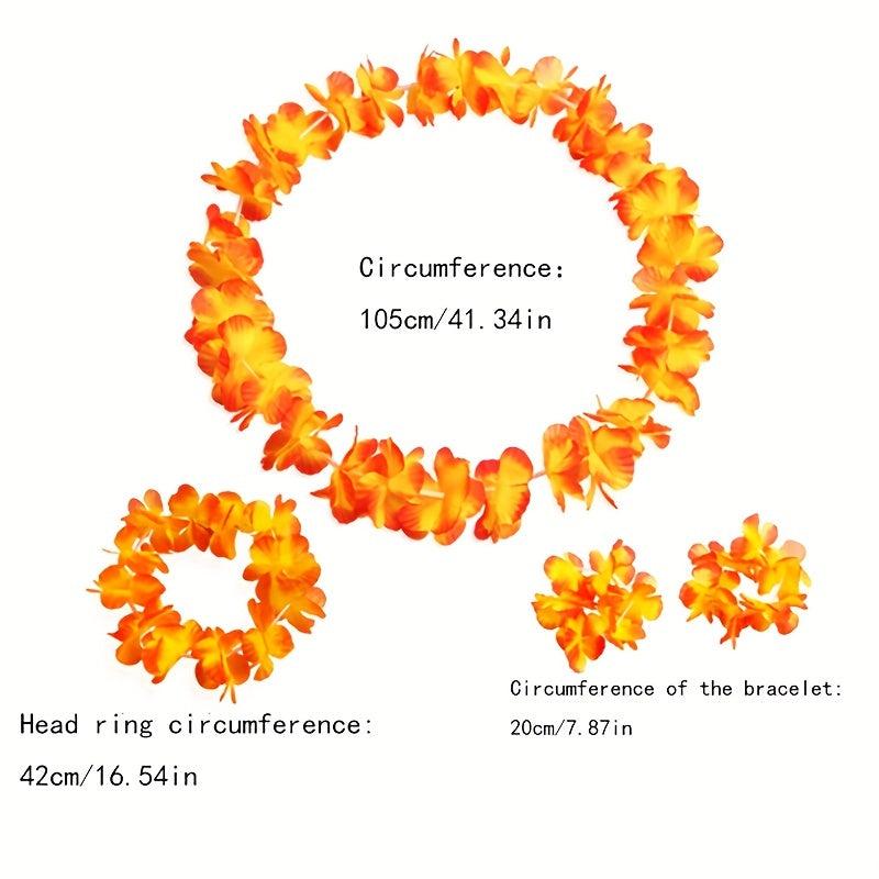 4pcs Colorful Garland Set Hawaiian Straw Skirt Accessories