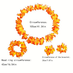 4pcs Colorful Garland Set Hawaiian Straw Skirt Accessories