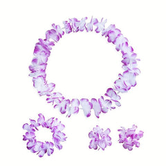 4pcs Colorful Garland Set Hawaiian Straw Skirt Accessories