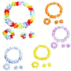4pcs Colorful Garland Set Hawaiian Straw Skirt Accessories