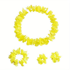 4pcs Colorful Garland Set Hawaiian Straw Skirt Accessories