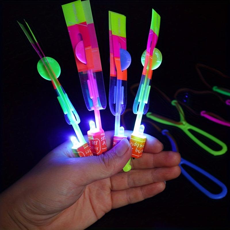 10pcs LED Flying Slingshot Toys Glow In Dark Party Favors