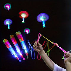 10pcs LED Flying Slingshot Toys Glow In Dark Party Favors