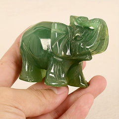Green Aventurine Jade Elephant Statue Natural Crystal Artware Decoration